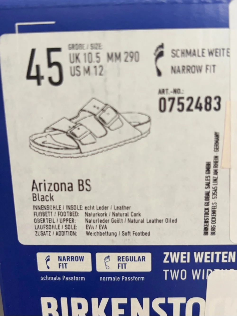 Birkenstock Arizona Black Two-Strap soft bed  Sandals in Black